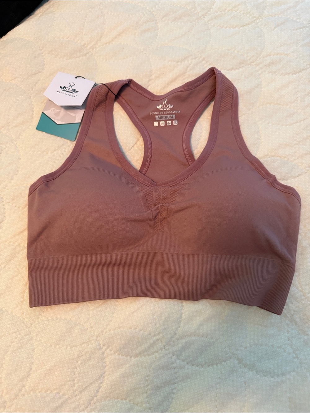 Seamless Racerback Sports Bra in Mauve Pink by Heath Ceramics